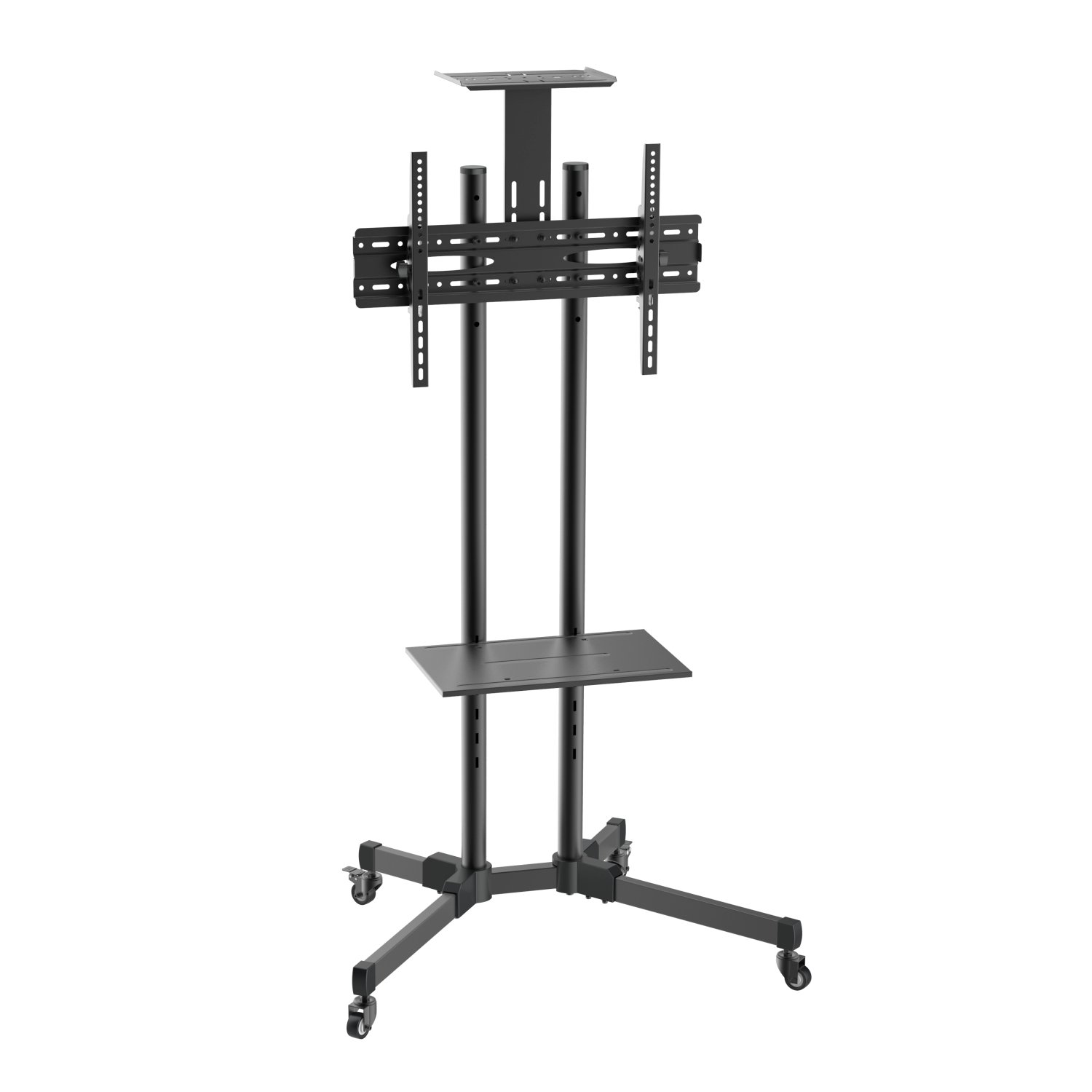 AISENS FT70TE-035 - Soporte de Suelo para Monitor/TV de 37"-70" (con Rueda y Bandeja para DVD) Color Negro