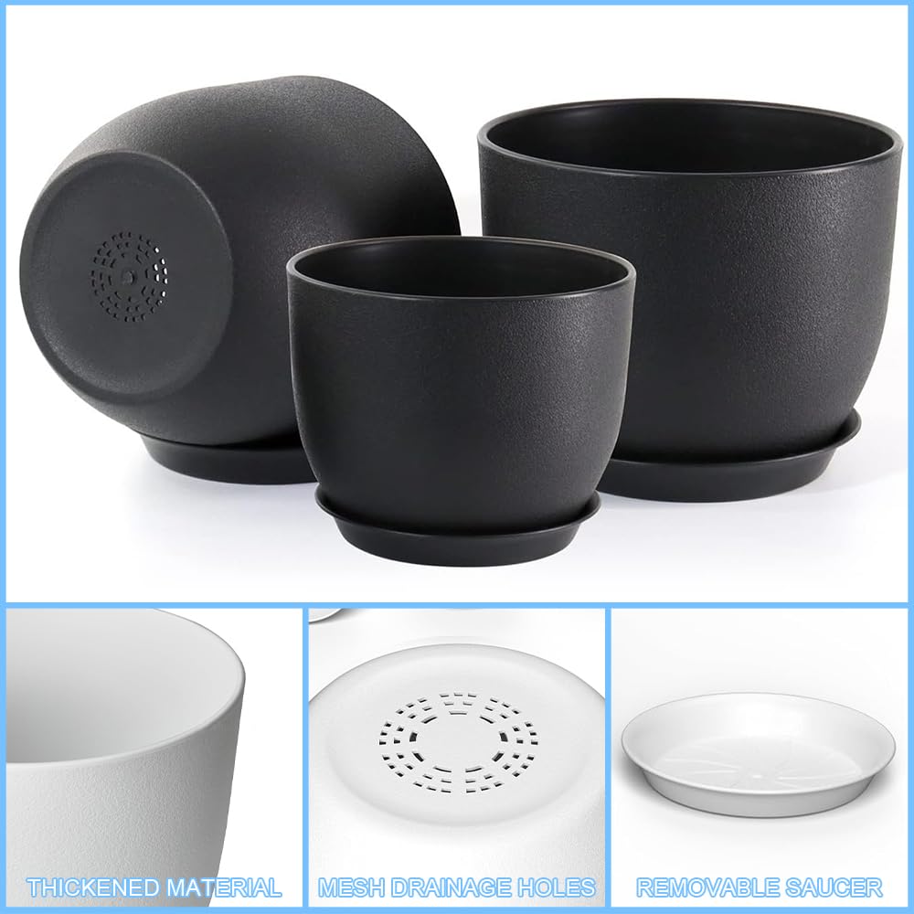 Bloempot set van 2 steen grijs groot ABDERA | Gratis Levering