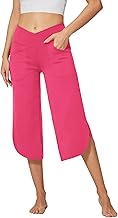 G4Free Women Capri Pants Wide Leg Yoga Pants Stretch Casual Pants with Pockets