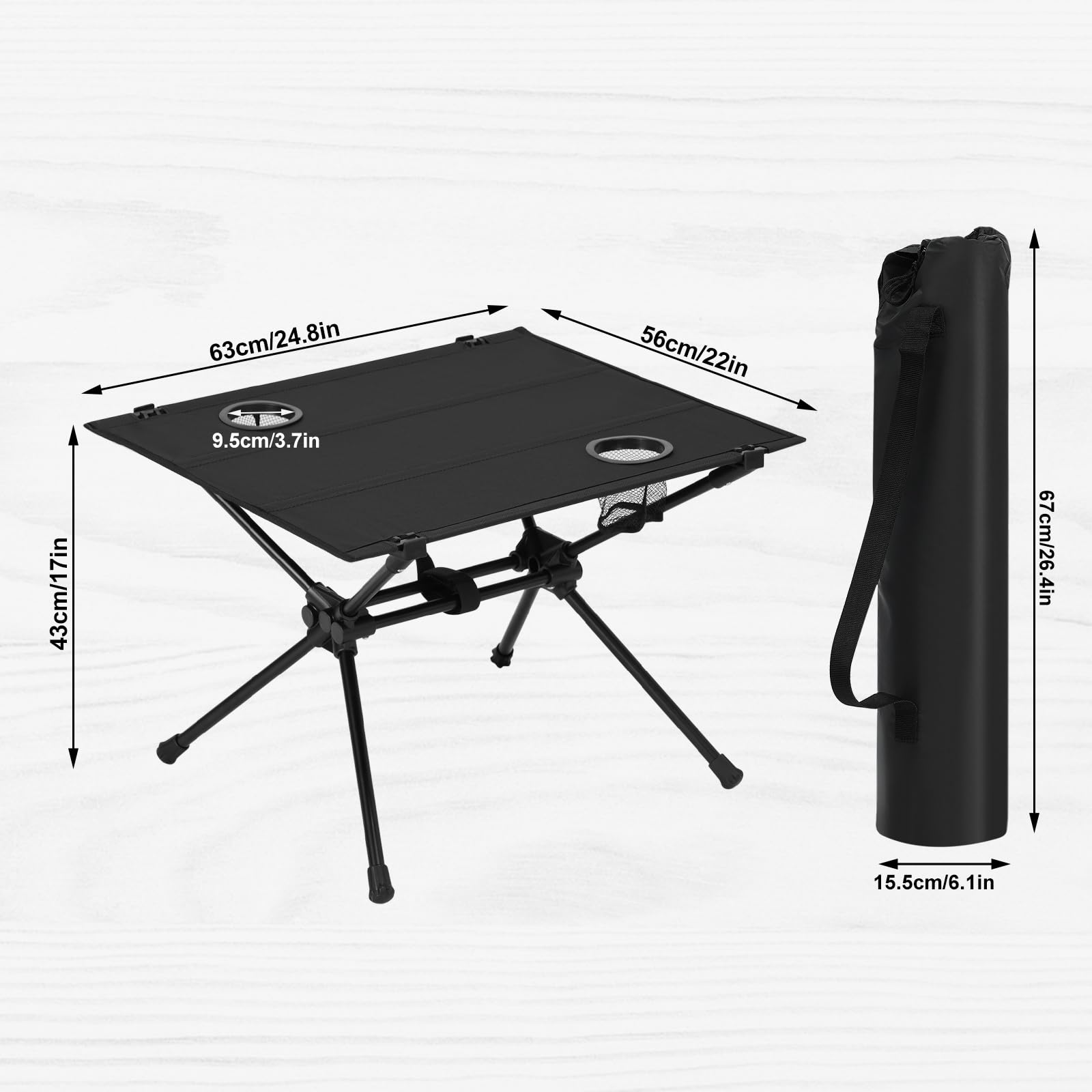 WOLTU Opvouwbare campingtafel van aluminium, ultralicht, draagbaar, met