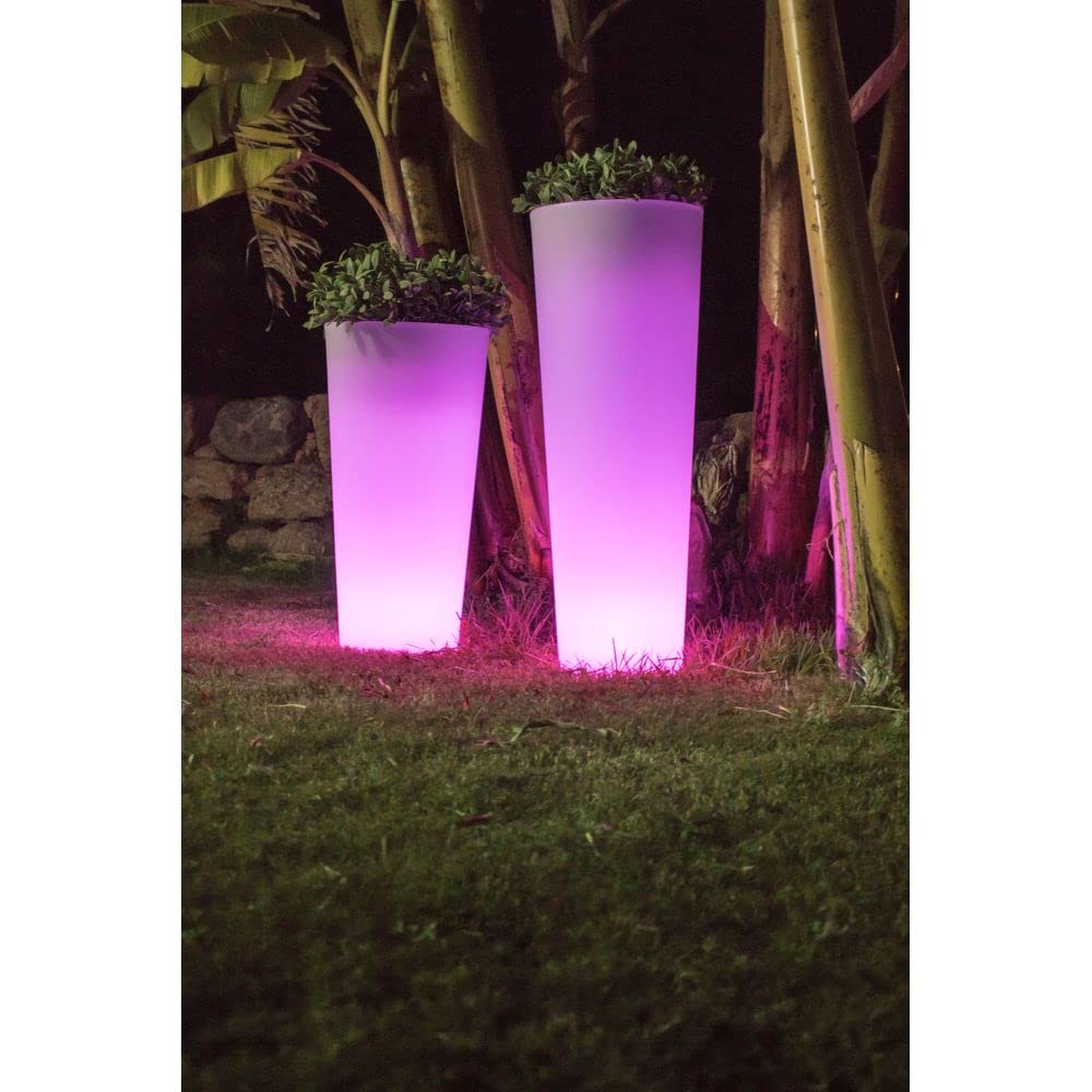 Maceteros Iluminados para Exteriores - Macetero Ficus 80 Light LED RGB Solar + Batería Recargable (30X30X80)