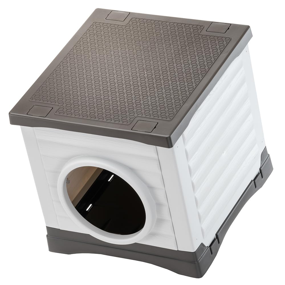 Ferplast - Caseta para Perros y Gatos Exterior - Conejera - Plástico Reciclado Resistente - PETVILLA 50, 38,5 x 43 x h 38,5 cm