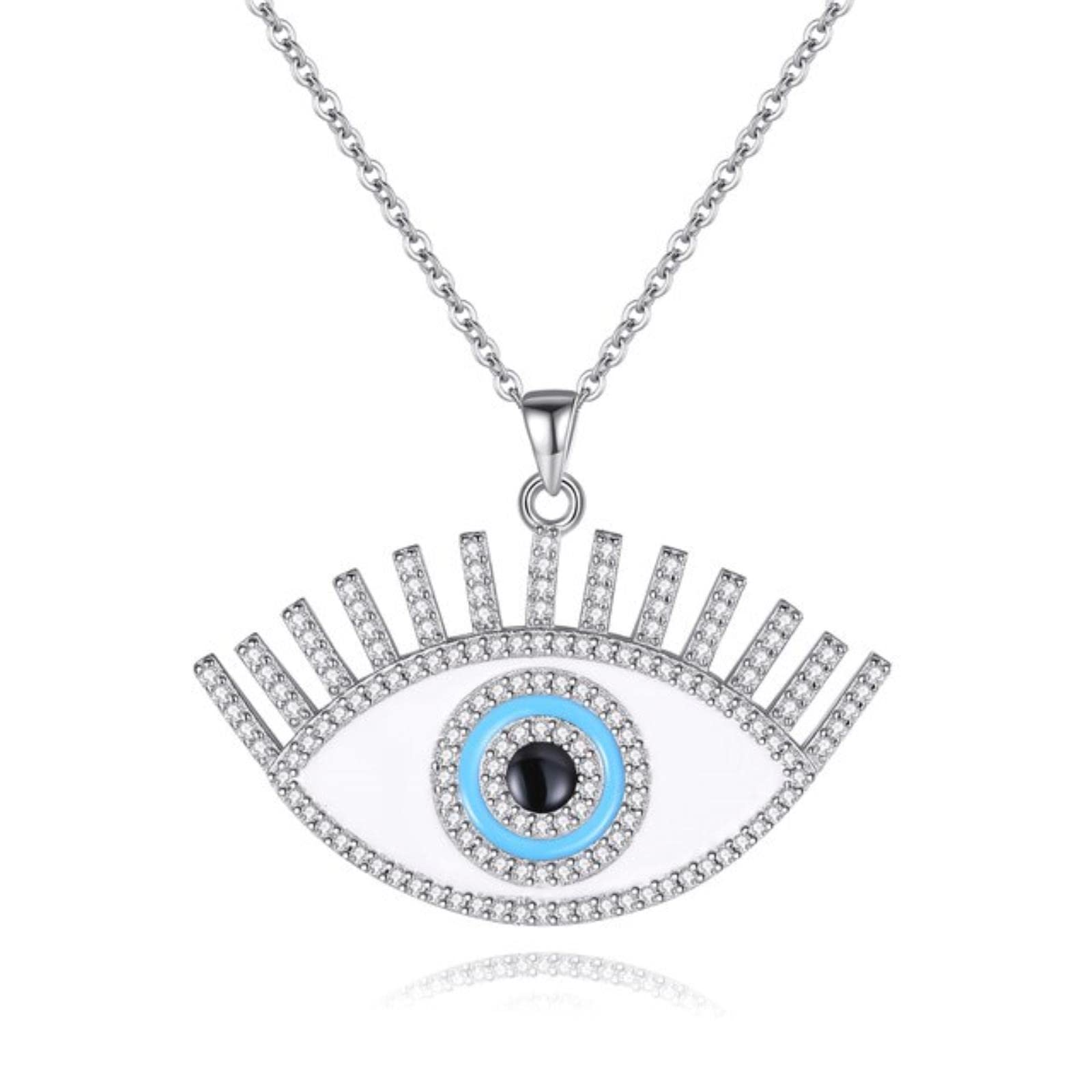 Gargantilla con Colgante De Ojo Malvado, Collar De Plata De Ley 925 con Piedra Azul De La Suerte De Circón, Joyería Turca para Fiesta, Regalo para Mujer para Niña