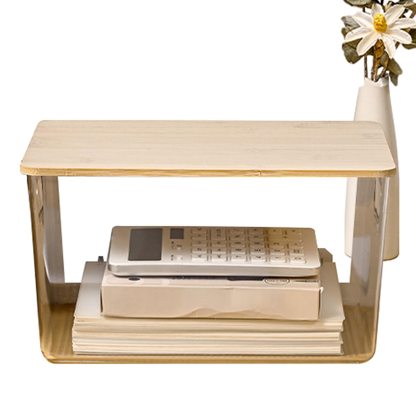 Bins Clear Kitchen Organizer - Scatola portaoggetti impilabile da 11,3x7 | 6x6,3 pollici, contenitore con coperchio in legno, organizer per nevi trasparenti | Fornitura di scatole multifunzione