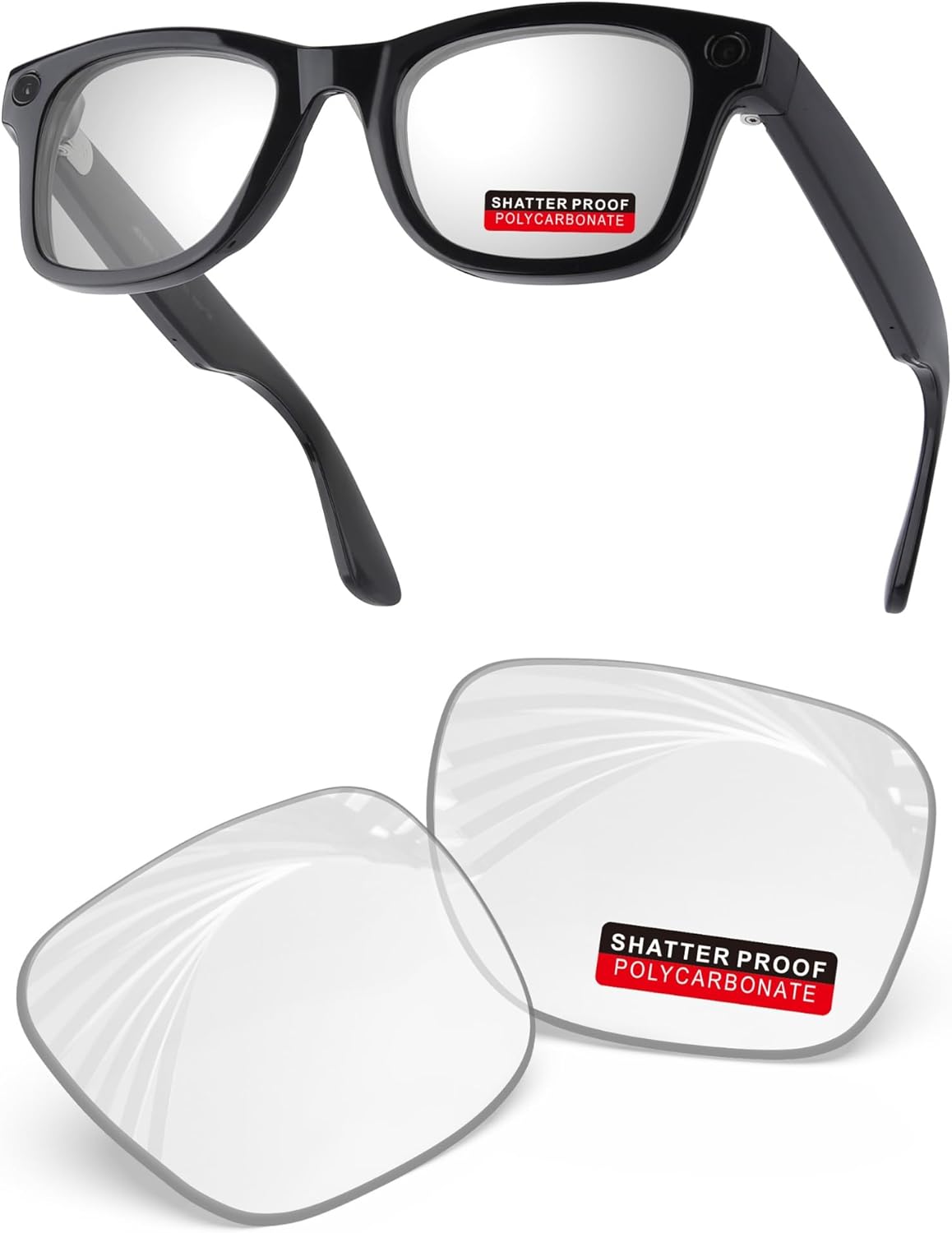PRO+ Polycarbonate Replacement Lenses Compatible with Ray-Ban Meta Wayfarer RW4008 & Gen 2 RW4012 53mm Sunglasses