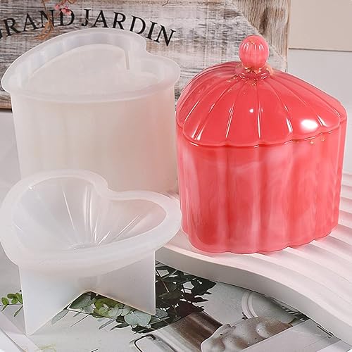 Miniatura 9 de Zayookey Caja de almacenamiento, molde de resina, tarro cuadrado de resina de silicona con tapa, molde de fundición epoxi en cubo, molde de caja de