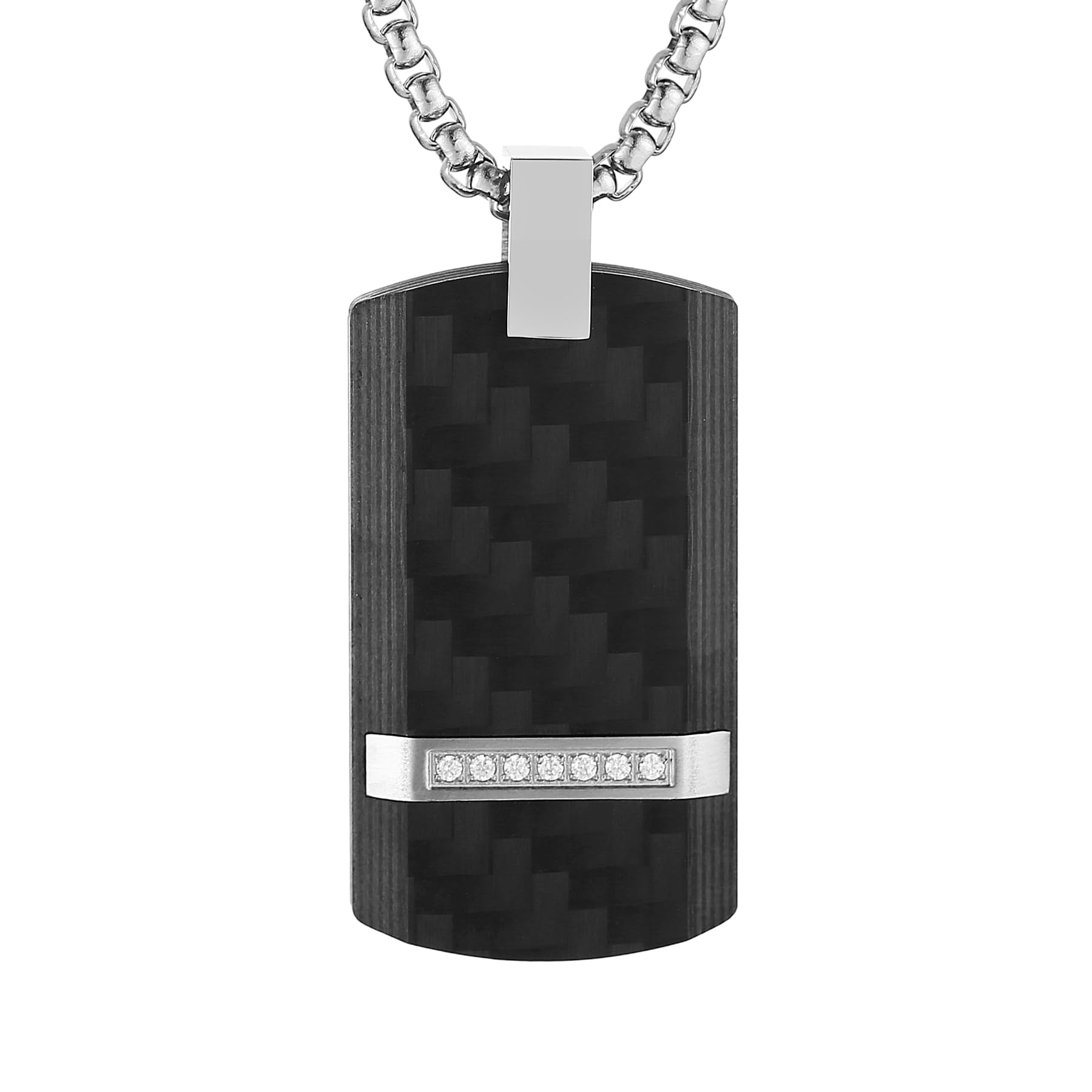 HZMAN Dog Tag Necklace for Men Boy High Polished Titanium Steel Army Military Dog Tag Pendant Jewelry Gift 22+2 Inch Rolo Chain
