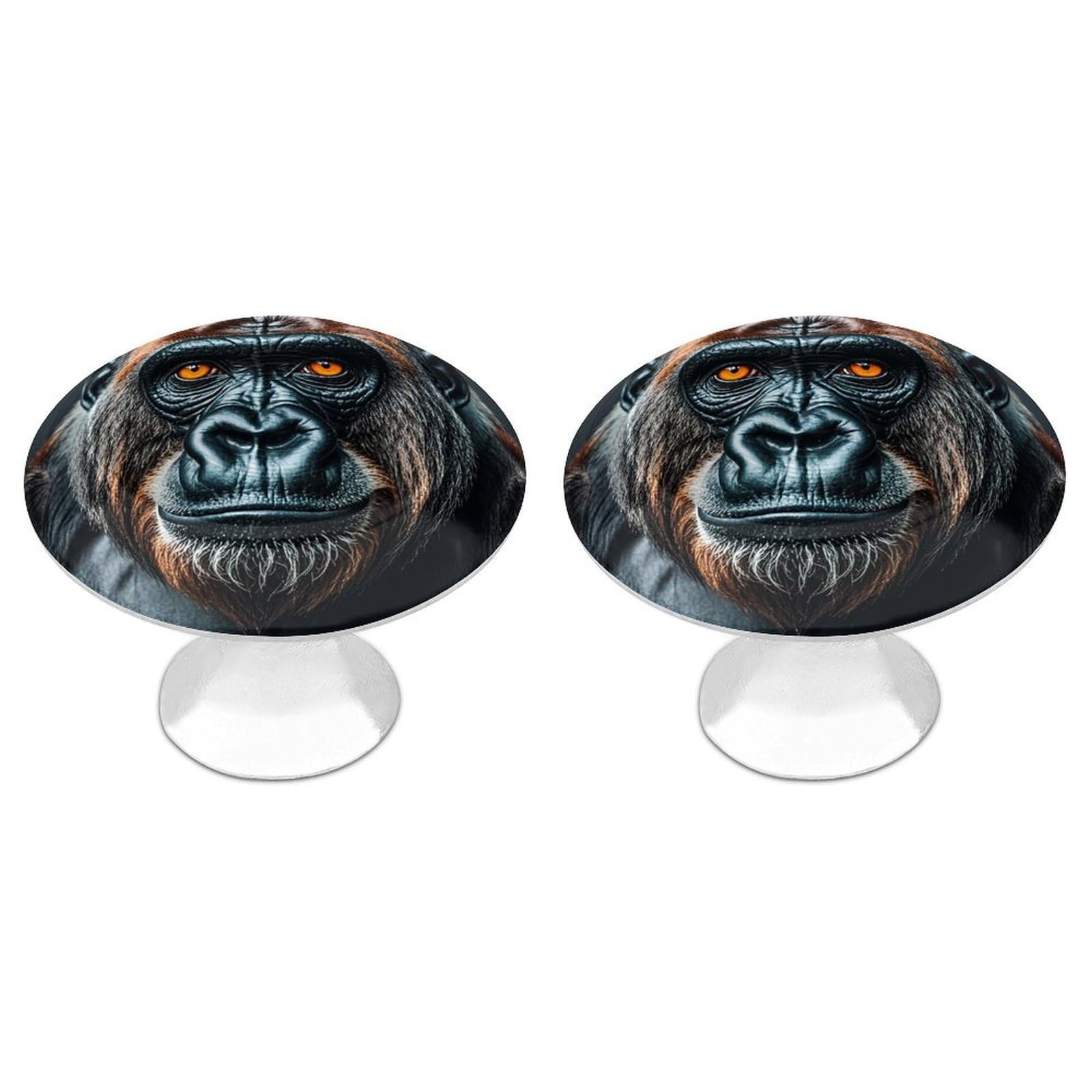 FekiLoot A Gorilla Cabinet Knobs for Kitchen Ornament, Round Zinc Decorative Drawer Pulls for Cabinets Trendy, Dresser Drawers Pulls Bathroom Dresser Knob with Screw