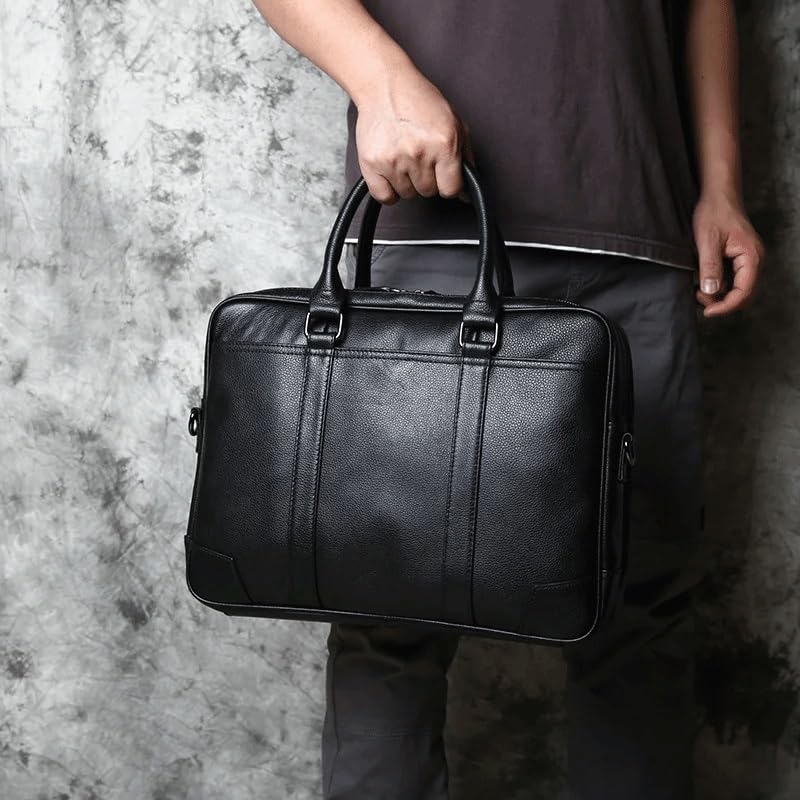 Leather Men's Handbag Leisure Business Computer Bag Layer Cowhide Horizontal Briefcase Shoulder Bag3