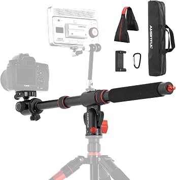 AMBITFUL Tripod Mount Extension Arm, 42" Telescopic Horizontal Center Column Tripod Boom Arm, 360  Rotatable with Sandbag, for Top Shooting, Multi-Angle Photography,Max Load 22lbs Tripod Not