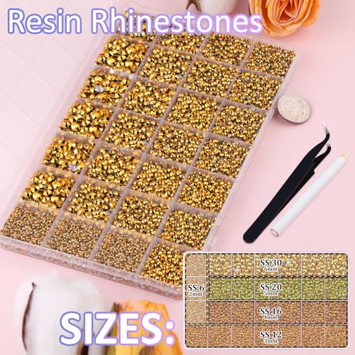 Image of 30000Pcs Resin Rhinestones for Bedazzling with Tweezers, Mine Gold Rhinestones for Crafting with B7000 Jewelry Glue for DIY Crafts Clothing Tumblers Shoes Fabric Nail Art
