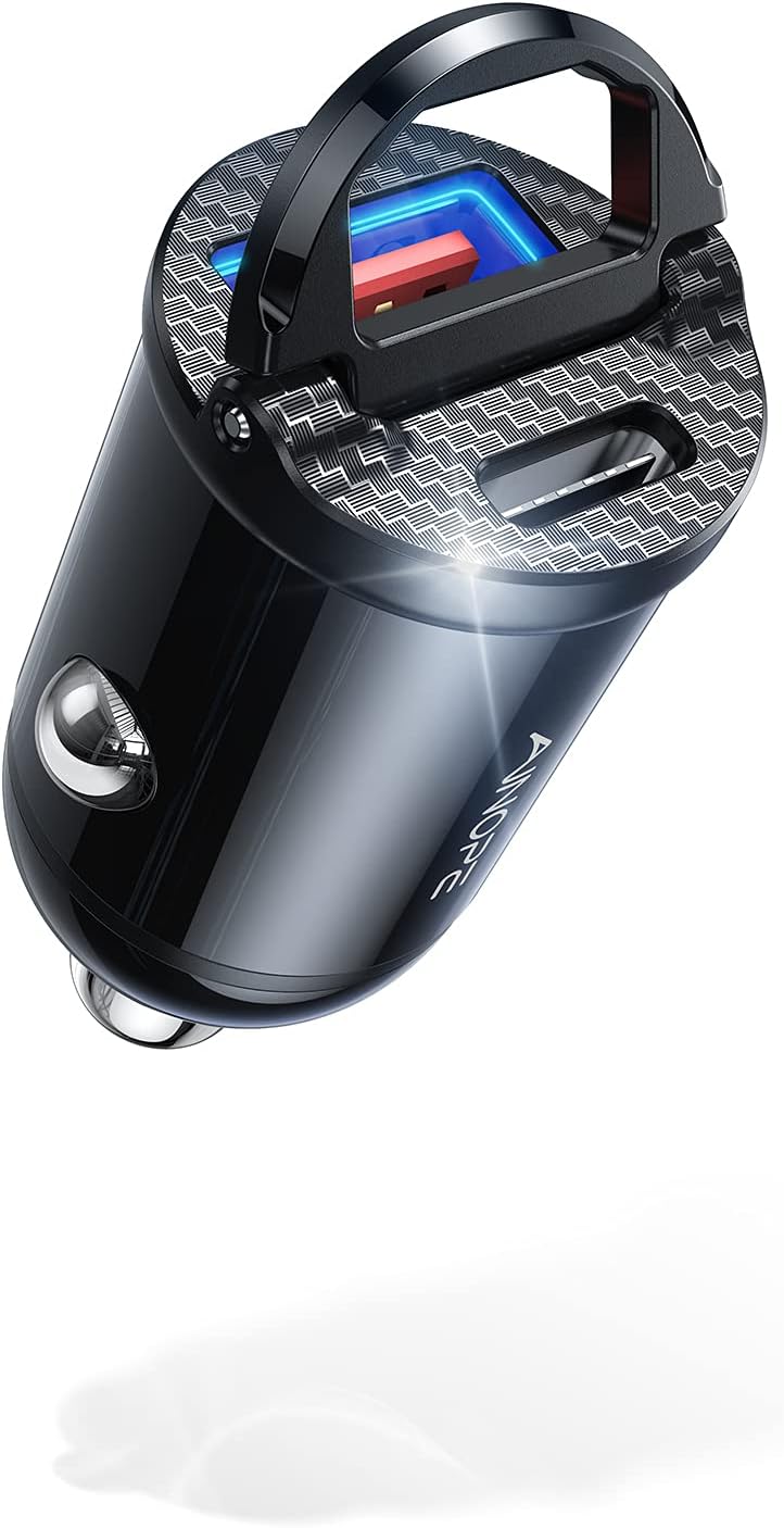 AINOPE USB C Car Charger Fast Charge, 60W Smallest USB Car Charger Flush Fit 30W QC&30W PD Fast Cigarette Lighter USB Charger Compatible with iPhone 14 pro max/13/12, Samsung S22/S20, iPad, MacBook