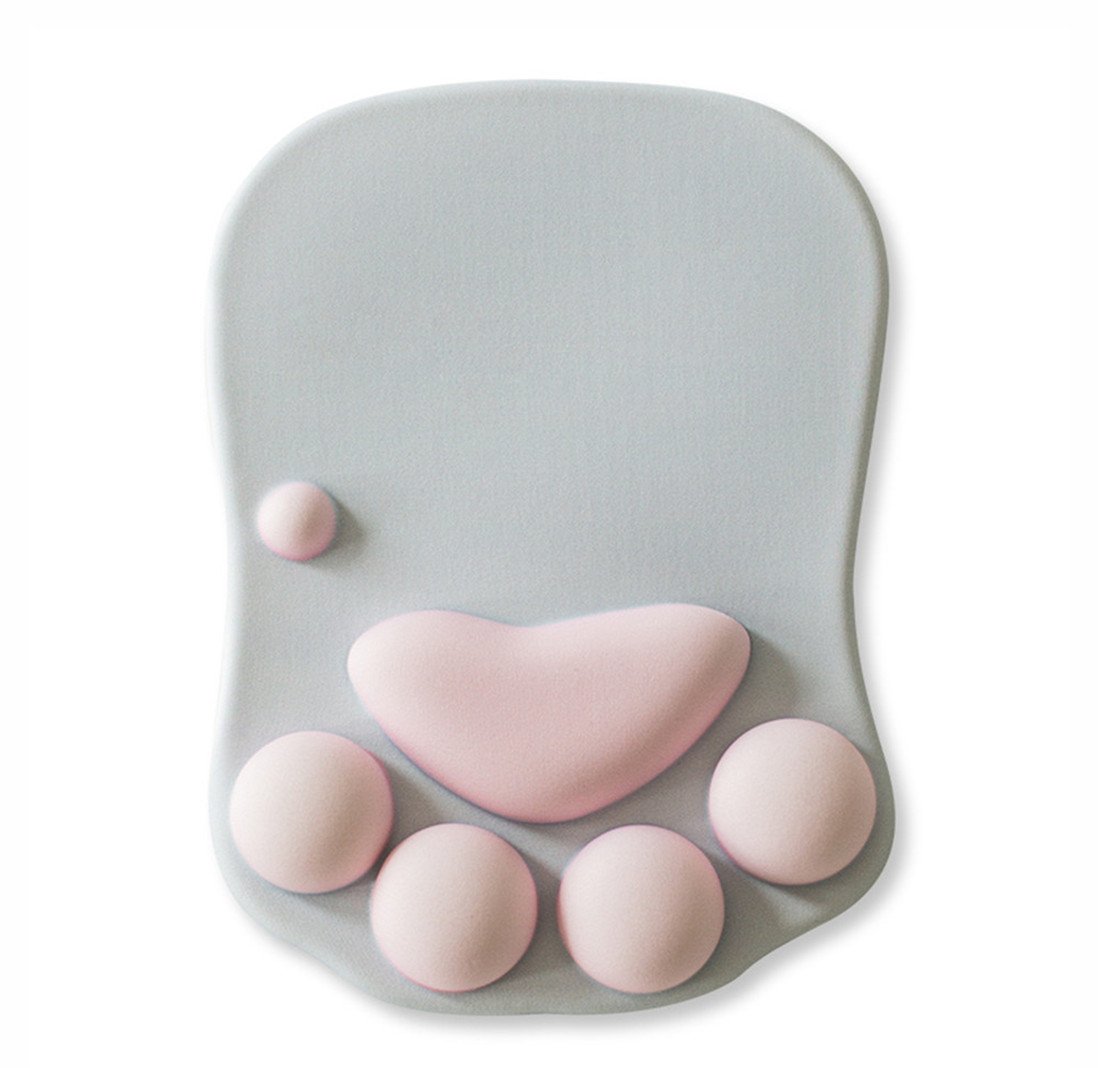3D Mouse Pad with Wrist Rest,Non-Slip Rubber Base Cat Paw Mousepad with Wrist Rests Mouse Mat for Home, Office & Travel Grey