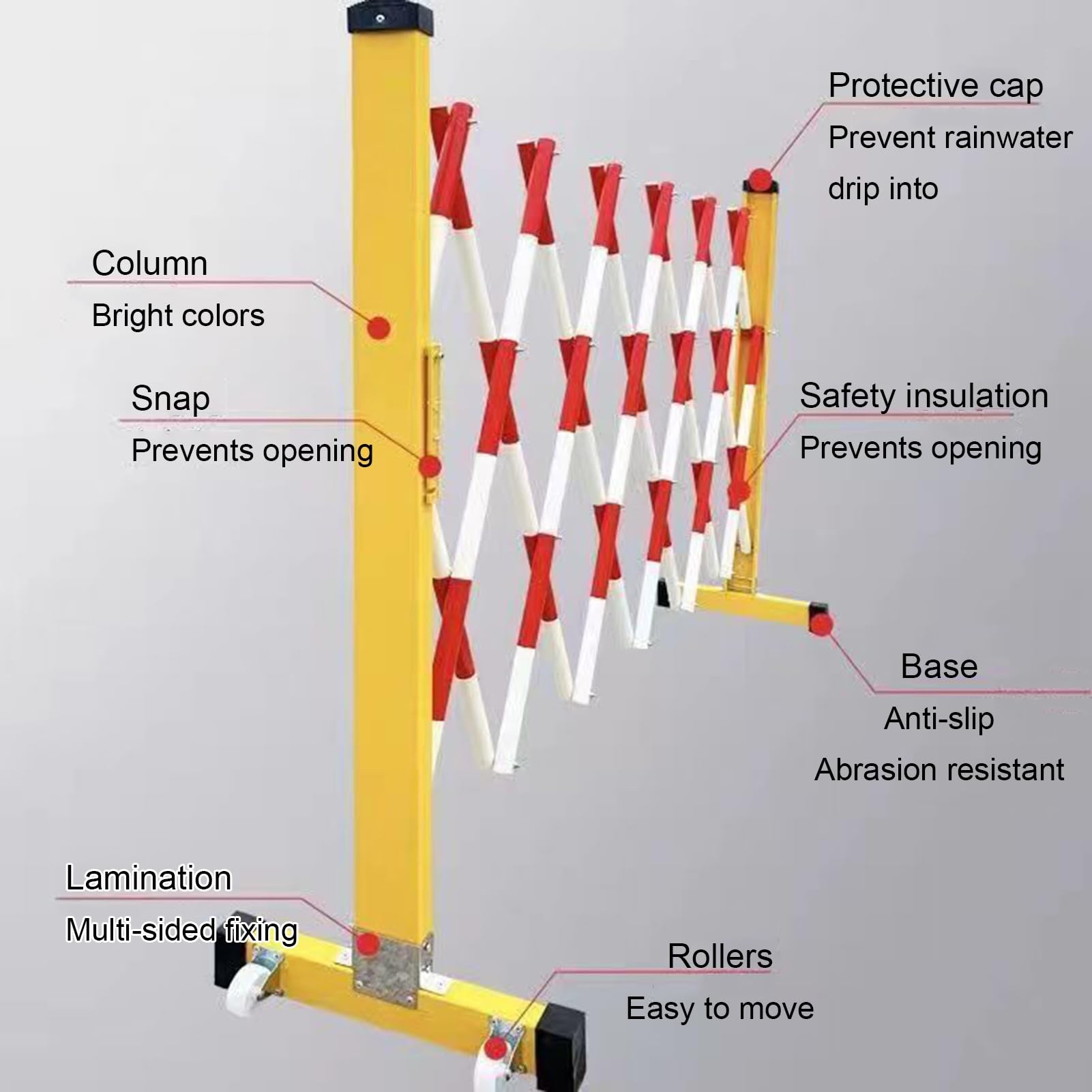 Barricada metálica Extensible, Barrera de Seguridad móvil, Valla de tráfico Ajustable, Barrera de tráfico retráctil para Patio, Piscina, Tienda, Ahorro de Espacio, Rojo y Blanco,Red+White-1.2x1m