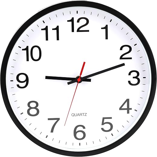 Ocee K Black Wall Clock Silent Non Ticking 10 Inch, Modern Wall Clocks,Small Analog Clocks Quality