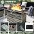 Aoxun 9 Piece Patio Furniture Set with 44” Fire Pit Table, Wicker Outdoor Furniture Set with Storage Box, Patio Sectional Set with Cushions and Waterproof Cover (Grey & Black)