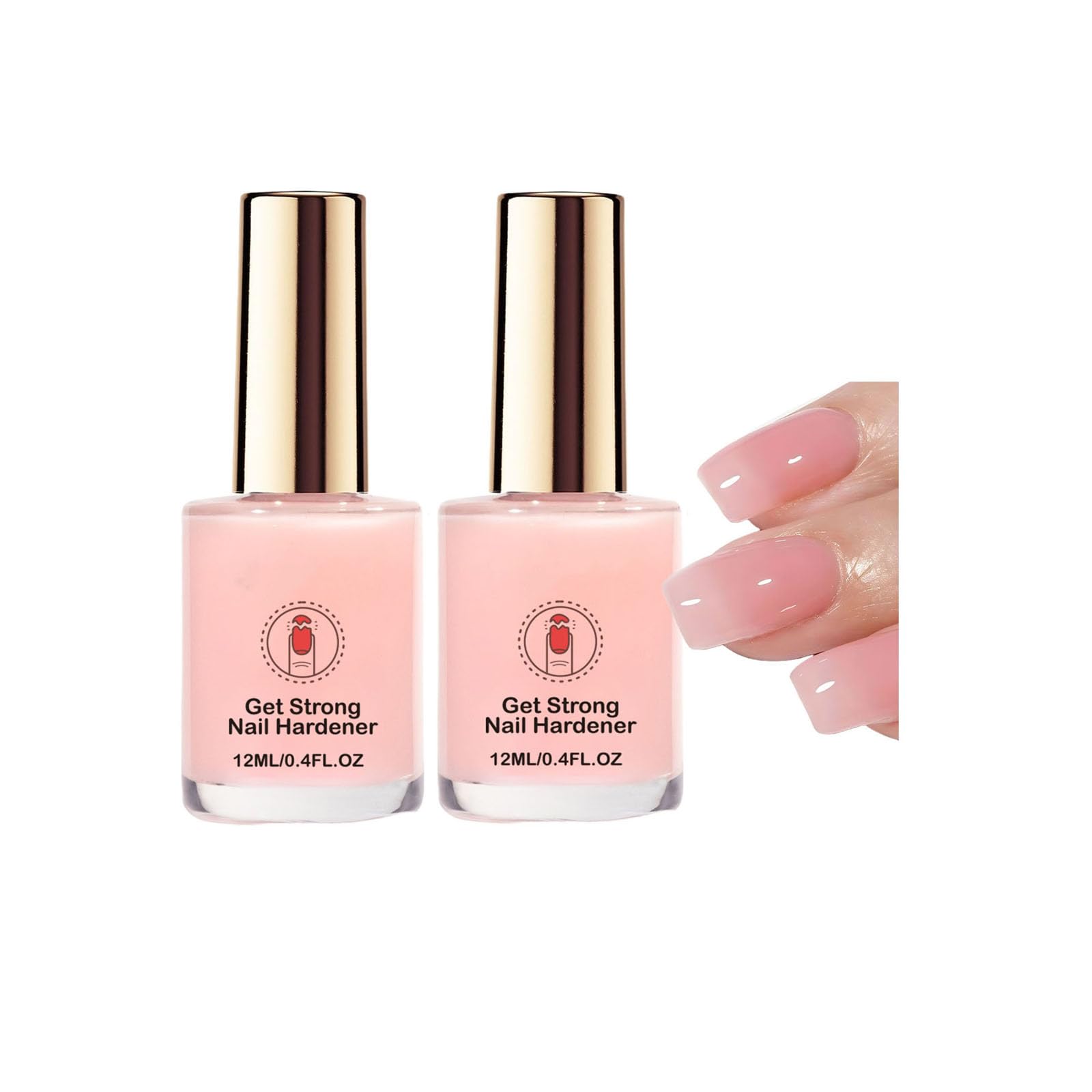 Nail Strengthener for Women, Pink Nail Hardener Extra Strong and Growth, Long-Lasting Quick Dry, Nail Strengthening Polish for Weak Brittle Splitting Damaged Nails, Enhanced Shine 12ML