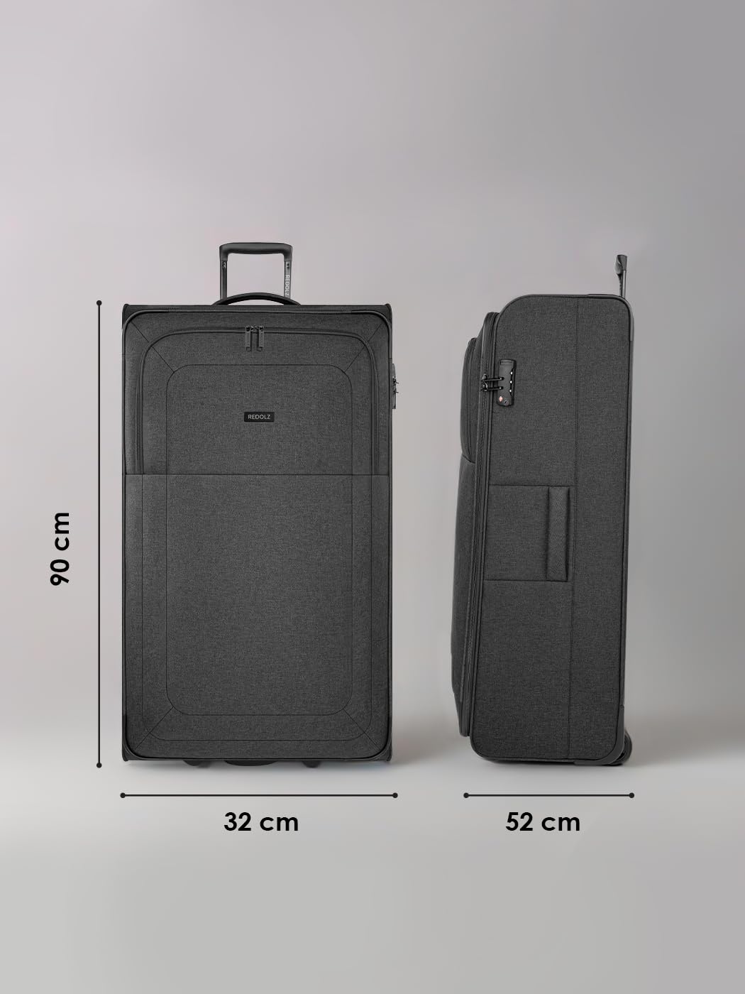 REDOLZ Set de maletas de 3 piezas para mujeres y hombres | Trolleys de viaje ligeros y estables, Softcase de alta calidad, 4 ruedas dobles y cerradura TSA |Extensible con fuelles (Essentials 12