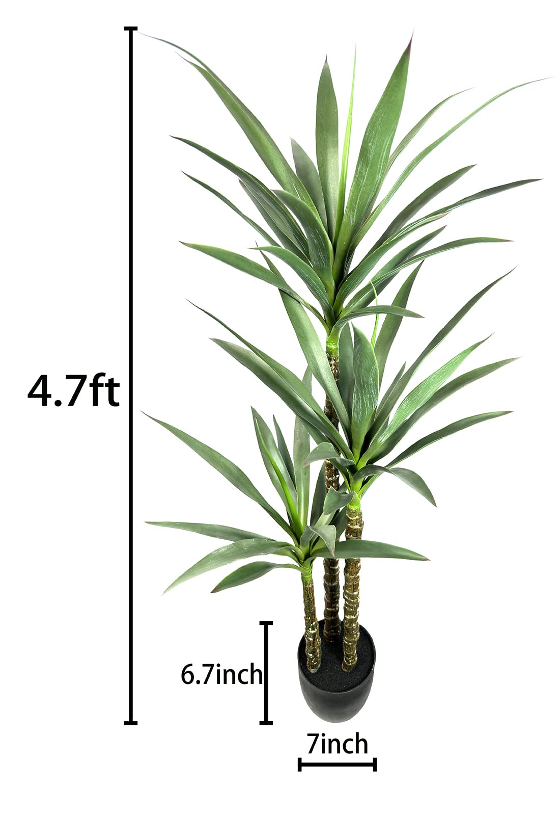 AfanD Artificial Tree 4.7ft Faux Agave Plant with 3 Heads in Plastic Pot Fake Tree for Home Decor Indoor or Outdoor Office Decoration Housewarming