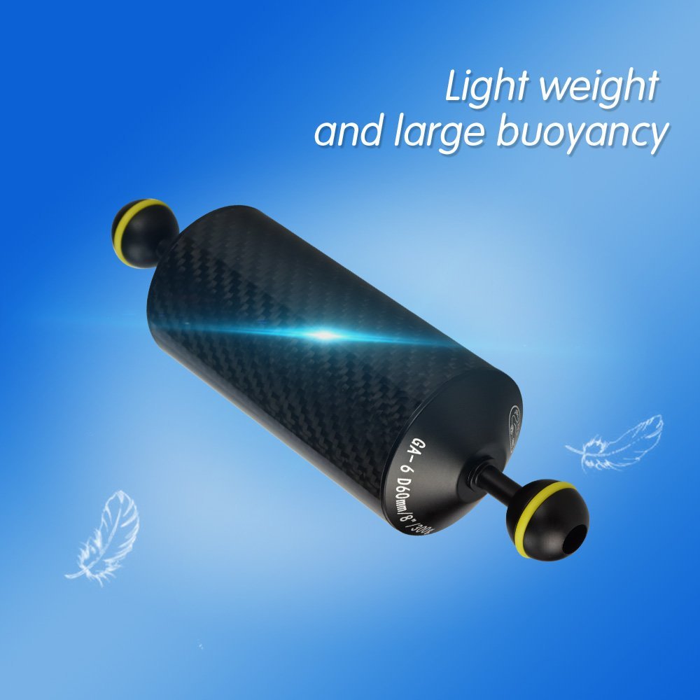 Sea frogs Brazo Flotante subacuático de Fibra de Carbono de 20 cm para Montaje de luz de vídeo/estroboscópico