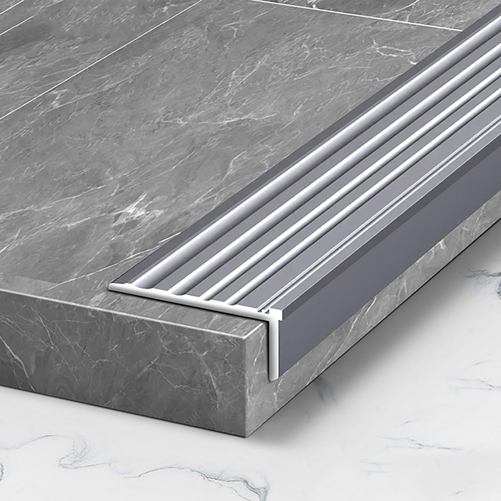 Listwa ochronna na schody, 5 szt., profil L, aluminium, 90 cm, x 2 – antypoślizgowa listwa do użytku wewnątrz i zewnątrz(Iron Gray)