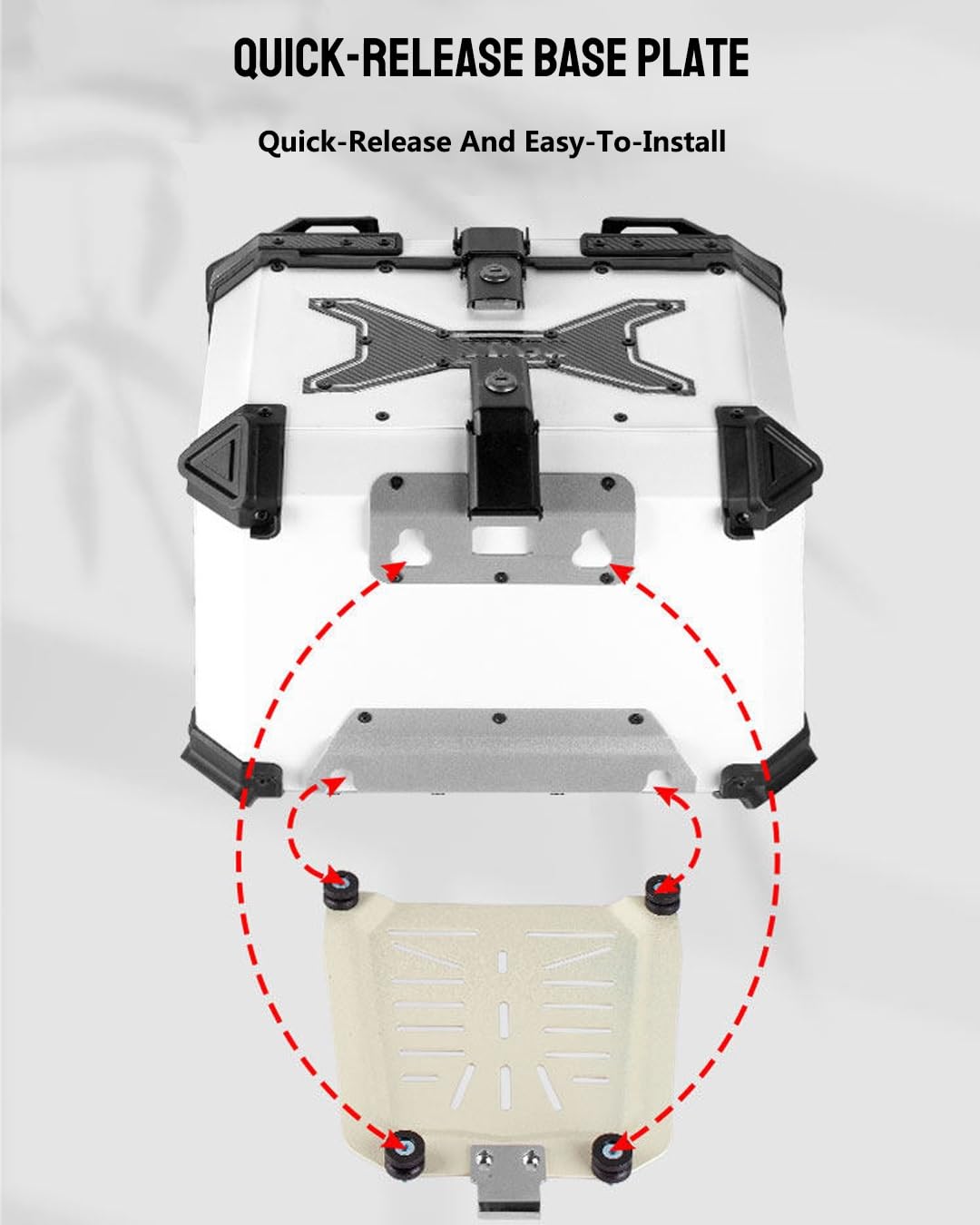 Baúl De Aluminio para Motocicleta con Cerradura De Seguridad, Resistente Al Agua Y Antirrobo Caja para Equipaje De Casco Maleta Moto Desenganche Rápido(45L A1)