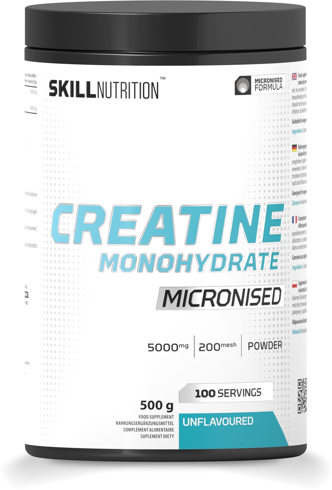 Skill Nutrition Micronised Creatine Monohydrate Unflavoured Powder 500G