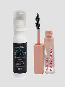 Sérum Capilar Roll-on 15ml para Crescimento de Barba e Sobrancelhas Alquimia Pleno Trichoxil - tratamento Antiqueda + ganhe Gel Brow Rise Ruby Rose