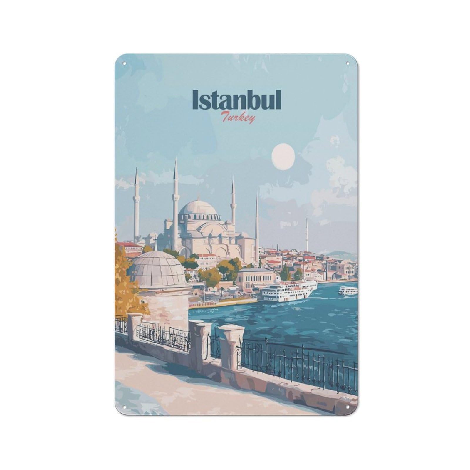 Junmoney Style-10 Istanbul Turkey Travel (2) Farmhouse Metal Sign 30X20cm, Rustic Country Wall Plaque For Farmhouse Kitchen, Pantry Or Dining Area