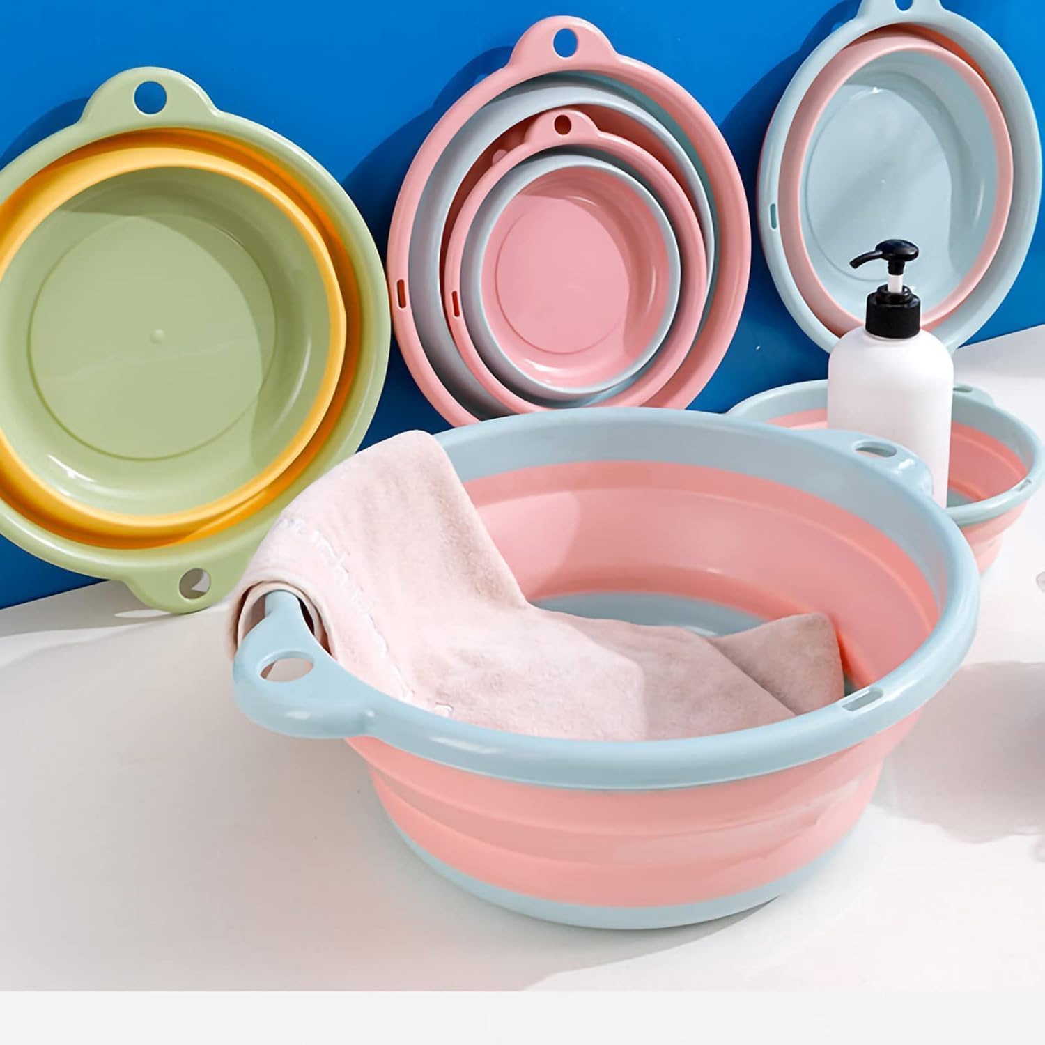 HARVA® Collapsible Silicone Washing Basin Foldable Bowl with Handles | Portable Multipurpose Tub for Clothes, Dishes, Baby Bath, Camping & Travel | Space Saving Storage (Small)-picture-10