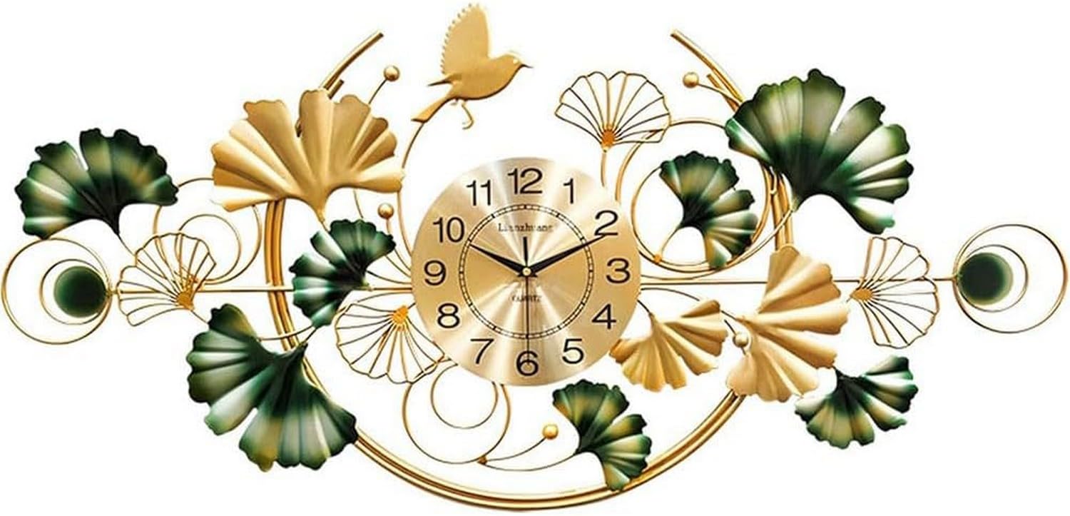 Horloge de décoration murale ginkgo 100 cm pour sublimer le séjour et la chambre