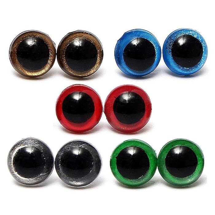 Buy 10mm Plastic Safety Eyes,100pcs 5 Colors Plastic Doll Eyes,for