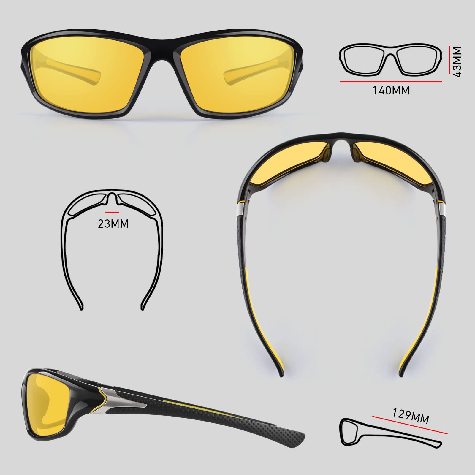 WEAROYO Occhiali da sole sportivi polarizzati per uomo donna occhiali rettangolari per pesca guida protezione UV400