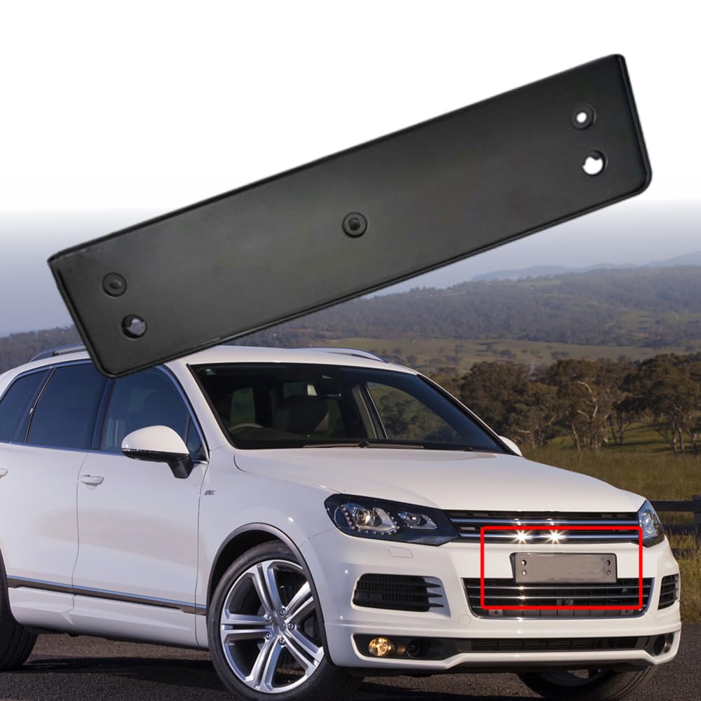 Support De Plaque D'immatriculation Avant Pour VW Touareg (2011-2015) - Noir, Plastique, Référence 7P6807287