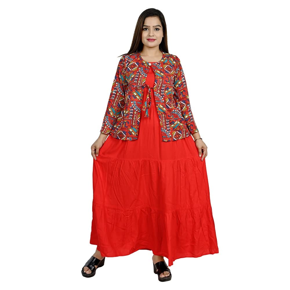 Elendra jeans Rayon Anarkali Kurta with Jacket for Girls