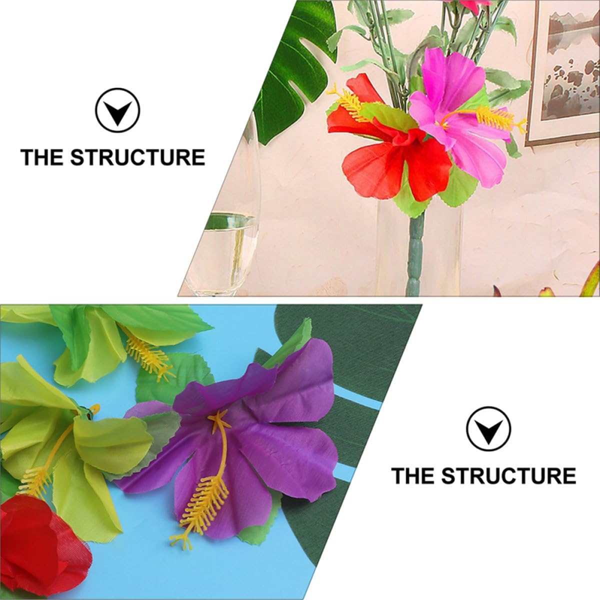 Künstliche Plumeria Blüten und Hawaii aus Stoff 72 Stück Fotorequisite Blumendekoration Einzigartige Tischdekoration Zufällige Farbe für Sommerfest für Party und Zuhause