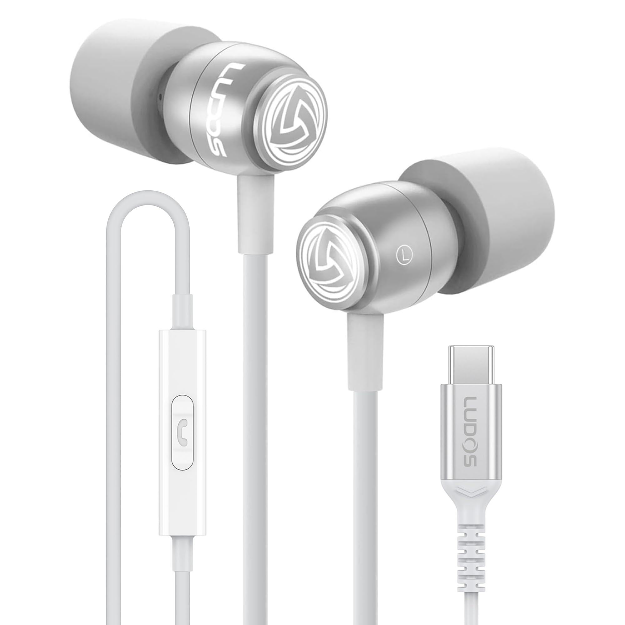 LUDOS Clamor USB C Headphones for iPhone 17 16 15 Pro Max Plus Air iPad Pro 5 Years