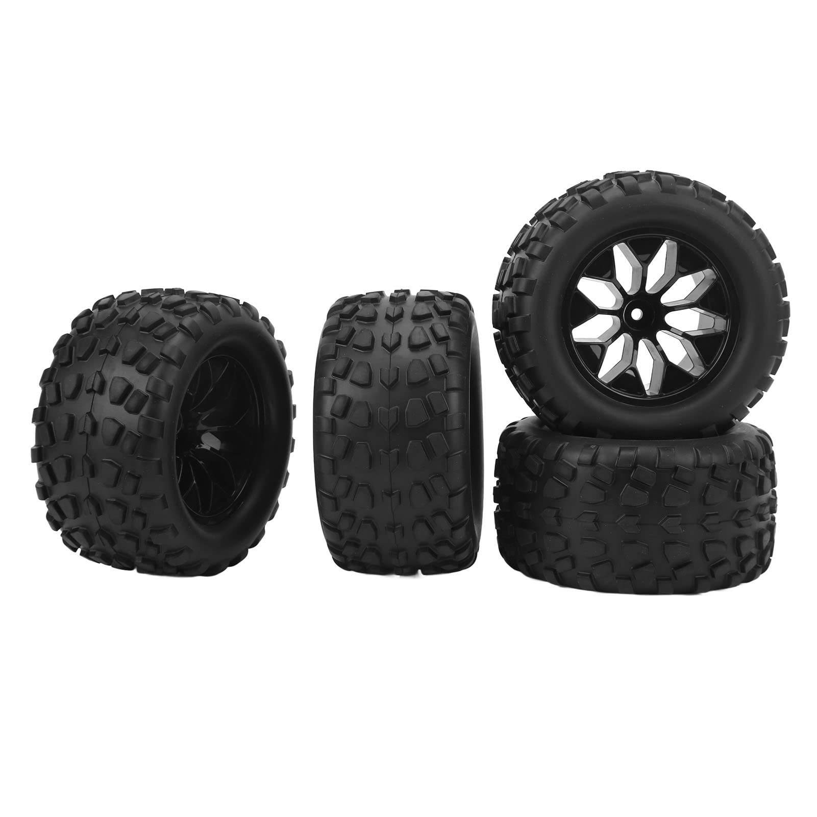 Fockety Ruedas de Coche RC Truck, 4 Piezas 1:10 Ruedas y Neumáticos RC para Traxxa para Estampado para Rustler, Robusto Buen Agarre Alta Resistencia a la Abrasión Neumáticos de