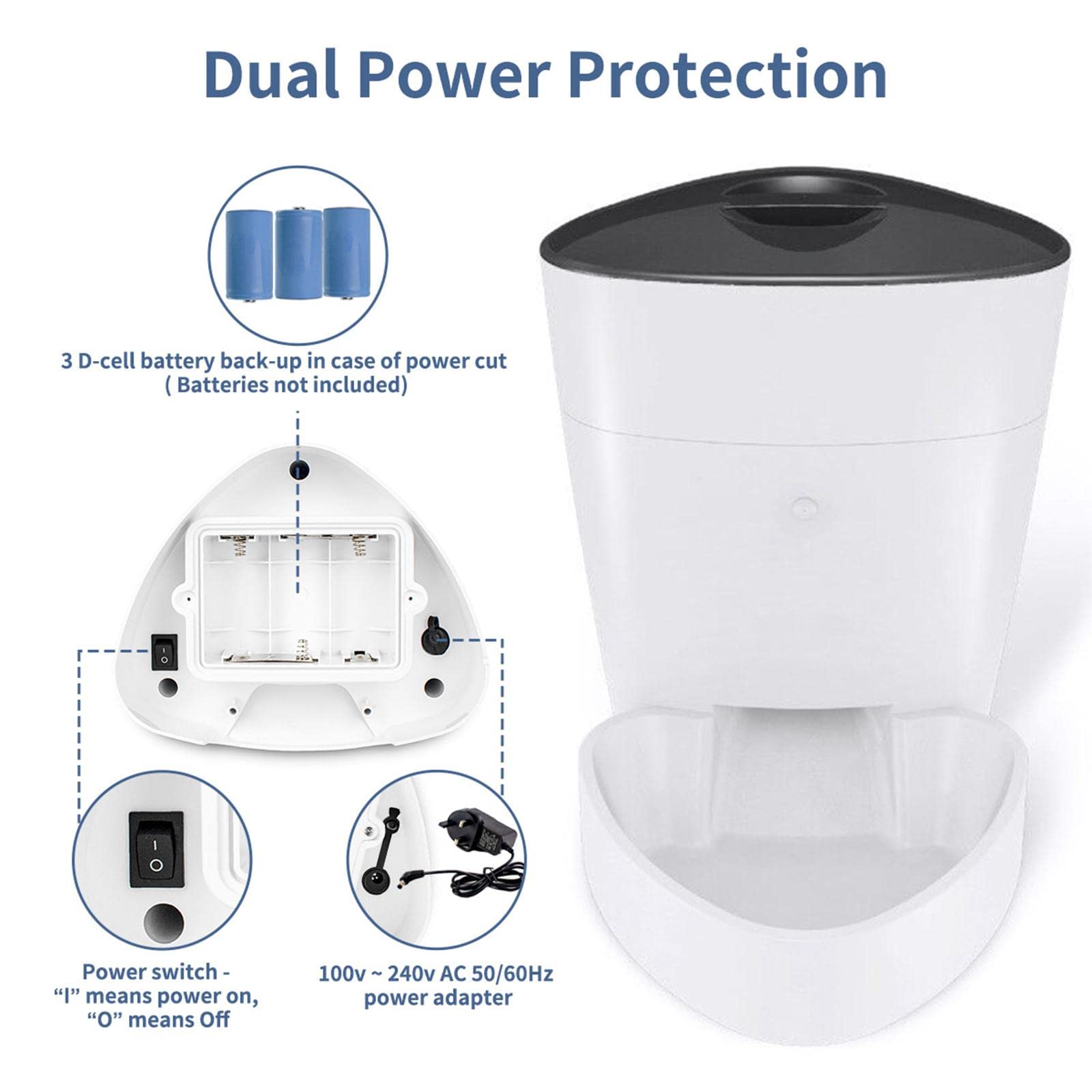 Alimentador Automático para Mascotas Dispensador de Comida Control Remoto Manual Temporizador Inteligente Grabadora de Voz Adecuado para Perros Gatos