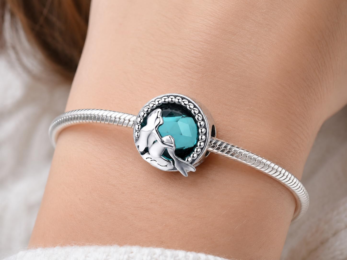 Breloque Charm New 2025 Sirene Bleu Pendentif Original Charming Bead Argent 925 Coeur Maman Compatible Rose Porte-bonheur Famille Noël Femme Bracelet Fille Bracelet Set Infini Dad