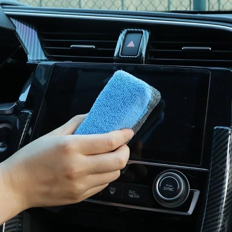 Car Microfiber Applicators Sponges Cleaning Waxing Crystal Polishing Paint Sponge Block Fiber Towel Cloth Car Wash Sponge(10Pcs Blue Gray)