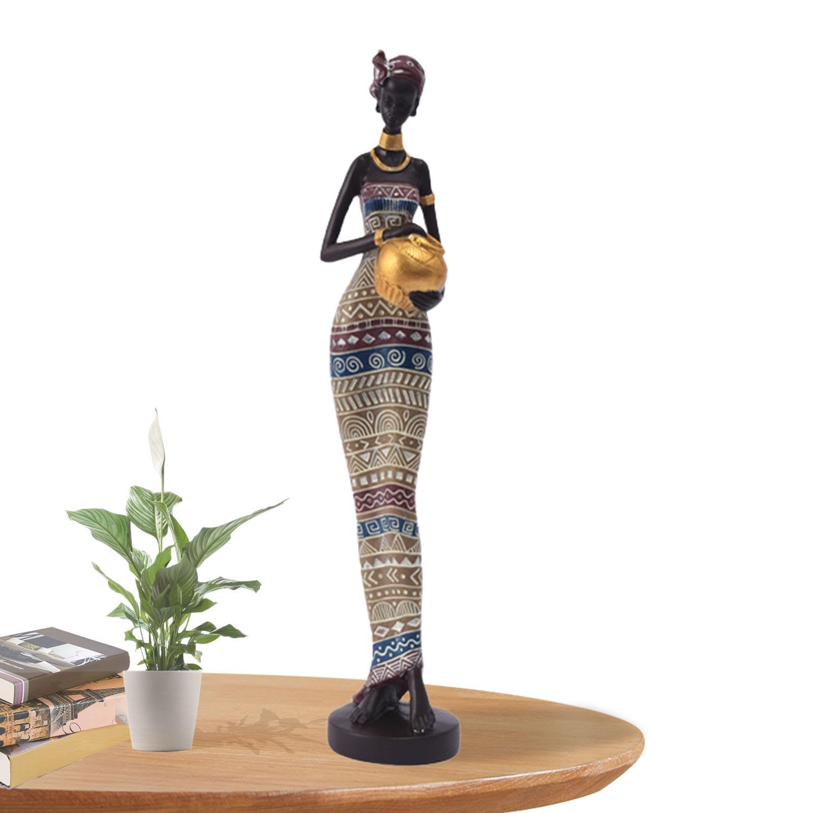 Figuras africanas - Estatua de las mujeres africanas de resina, decoración de las estatuas africanas | Figura mujer africana arte coleccionable, mesa de resina decoraciones para la li