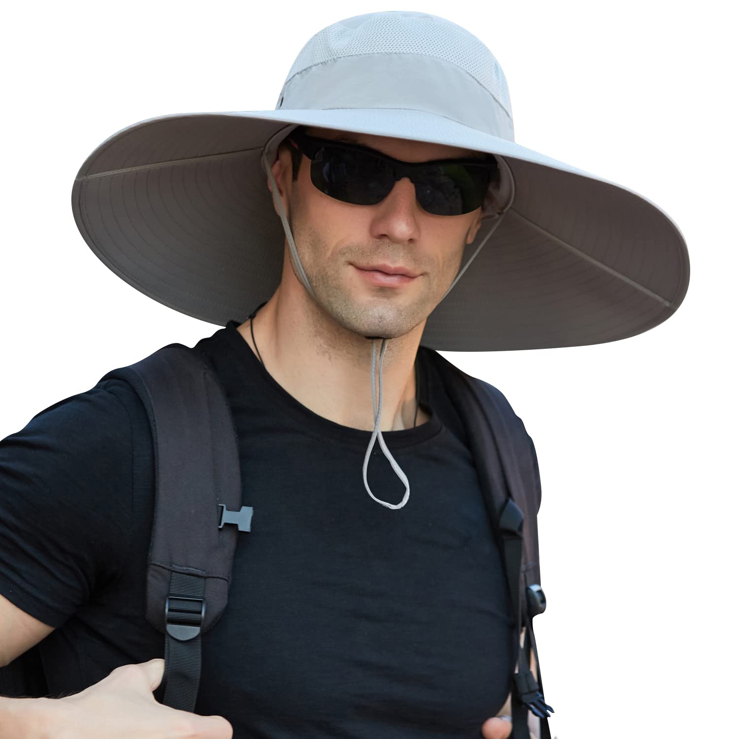 Wide Brim Sun Hat for Men Women UV Protection Ventilated Summer Hats for Fishing Hiking Garden Beach, Bg9020-lightgray, One size — image 1