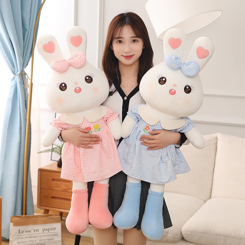 Carino Coppia Coniglio Peluche Giocattolo Kawaii Gonna Coniglio Cuscino Dormire Peluche Animale Bambola Coniglietto per Bambini Regalo di Compleanno 90 cm Rosa