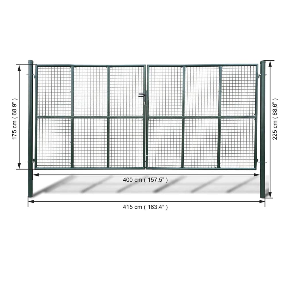 vidaXL Cancello da Giardino in Rete 400x175 cm