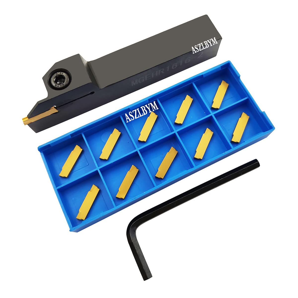 Lathe Grooving Tool Holder Grooving Cut-Off Tool Holder MGEHR1616-2 With 11pcs MGMN200-G Indexable Carbide Grooving Inserts — Amazon image 2