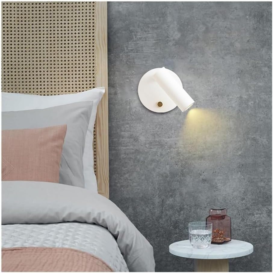 Applique da Parete Moderna per Interni, faretto cilindrico Vintage in Ferro e Alluminio, angolazione Regolabile, Ideale per Camera da Letto, Angolo Lettura, Illuminazione dimmerabi