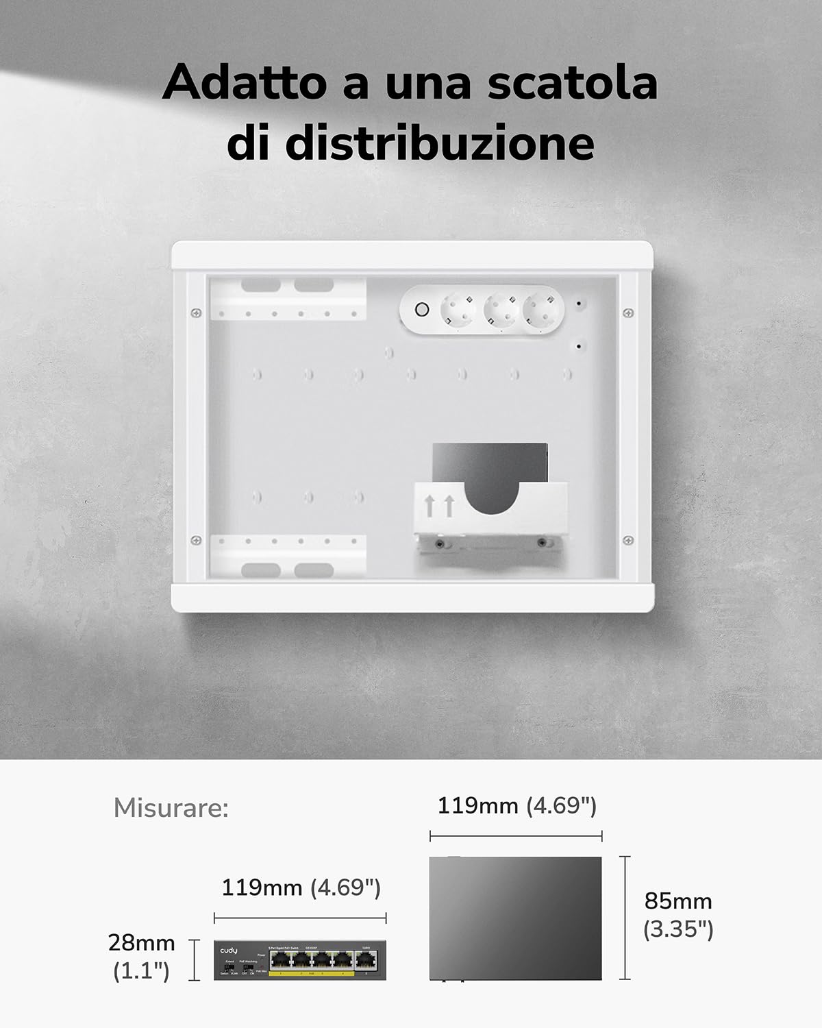 Cudy GS1005P Switch Ethernet Gigabit 5 Porte Poe+ 60W, 4 Porte 10/100/1000Mbps Poe+, Switch Unmanaged, No Alimentazione Aggiuntiva, 802.3af/at
