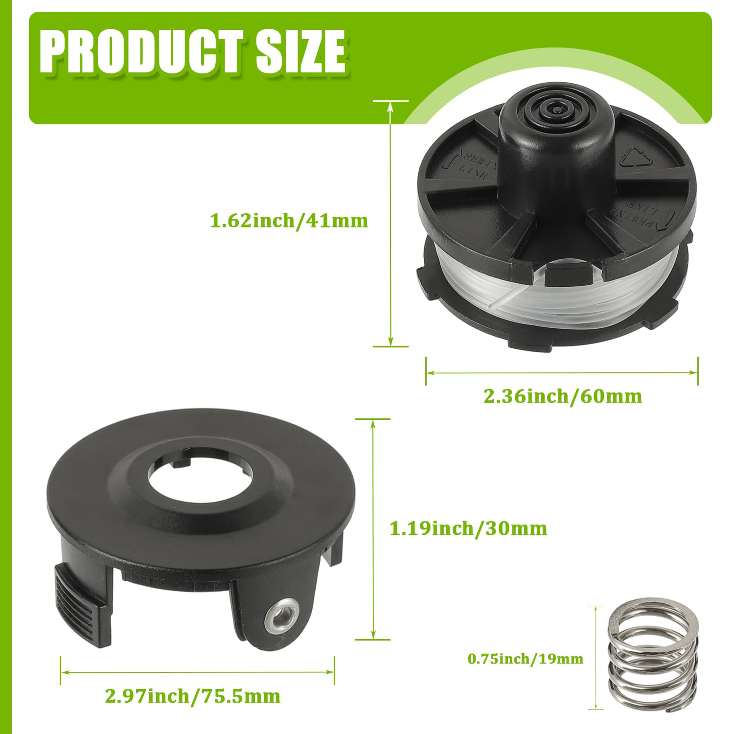 Bobine de Fil de Rechange pour Makita 196146-9/195858-1, Fil de rechange Makita Akkusence 18 V DUR181Z, DUR181RF, DUR181RF, DUR181 Long 8m, Ø1,60 mm(6 Bobine+2 Capuchon+2 Ressort)