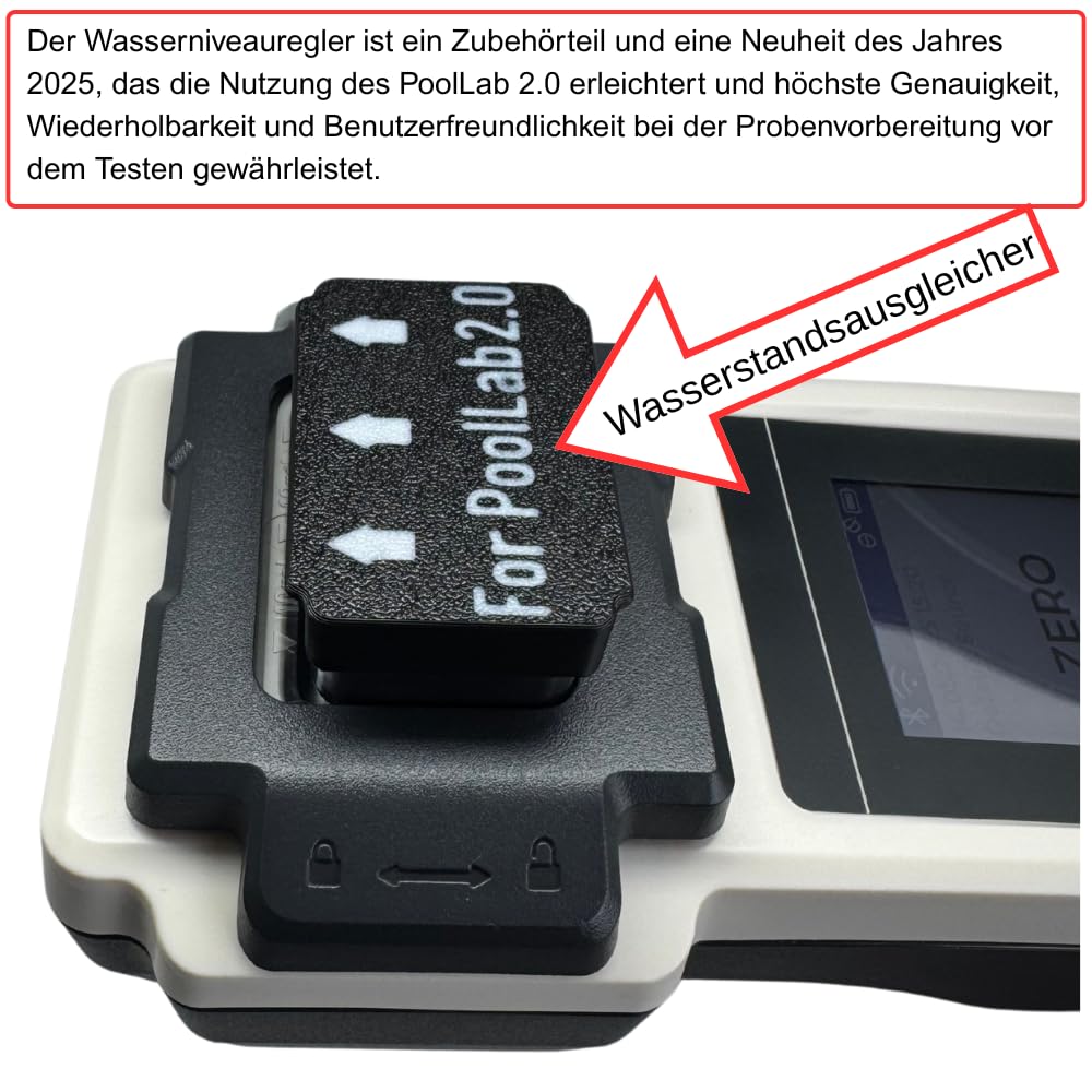 PoolLab 2.0 Extra-Zubehör (Aufbewahrungskoffer & Wasserstandsausgleicher) – Pool Wassertestgerät – 27 Parameter – WiFi, Bluetooth, App – Für Pool, Spa und Whirlpool